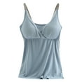 thumbnail image 1 of TtopsQueen Maternity Nursing Cami Tank Tops, V Cross Lace Trim Adjustable Strap Ribbed Sleeveless Shirts, Built In Bra Flowy Postpartum Daily Wear Vests Navy,M, 1 of 3