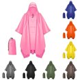 thumbnail image 1 of TtopsQueen Portable Waterproof Hooded Rain Poncho with Dstring Closure Snap Side Buttons, Lightweight Reusable Rain Coat with Matching Storage Bag Black,Free Size, 1 of 4