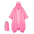 thumbnail image 1 of TtopsQueen Portable Waterproof Hooded Rain Poncho with Dstring Closure Snap Side Buttons, Lightweight Reusable Rain Coat with Matching Storage Bag Pink,Free Size, 1 of 1