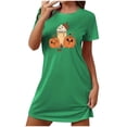 thumbnail image 1 of TtopsQueen Women Casual Short Sleeve Nightgown Crew Neck Fall Pumpkin Graphic Print Loose Fit Soft Sleep Shirt Dress Loungewear For Bedroom Relax Daily Home Wear Green,XL, 1 of 5