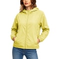 thumbnail image 1 of TtopsQueen Women Packable Zip Up Hooded Windproof Jacket, Elastic Rib Cuff Light Rain Coat with Hand Pockets, Relaxed Fit Outdoor Walking Travel Outer Layer Yellow,XXXXL, 1 of 8