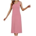 thumbnail image 1 of TtopsQueen Women Sleeveless Round Neck Midi Nightgown, Soft Stretchy Straight Loose Night Dress, Comfortable Casual Home Loungewear Sleep Dress Pink,XL, 1 of 5