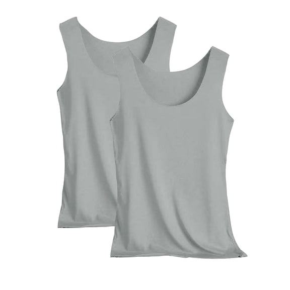 TtopsQueen Women Sleeveless U Neck Ribbed Tank Tops, Ruched Waist Slim Fit Wide Strap Basic Camis, Stretchy Soft Undergarment Layering Tops Gray,XL