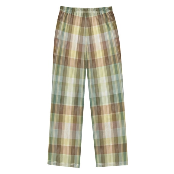 Ttyddzy A Flawless Pale Check Pattern Printed Boy's Pajama Pants, Cotton-like Modal for Spring/Autumn