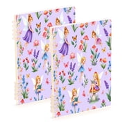 Ttyddzy A5 Spiral Fastener Notebooks 5.7"x8.3" Hardcover Lay-flat 60 Sheets, Lilac Fairy Printed