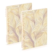 Ttyddzy A5 Spiral Fastener Notebooks 5.7"x8.3" Hardcover Lay-flat 60 Sheets, Lilac Feathers Printed