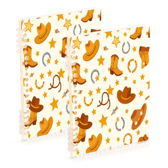 Ttyddzy A5 Spiral Fastener Notebooks 5.7"x8.3" Hardcover Lay-flat (60 Sheets), West Gold Printed