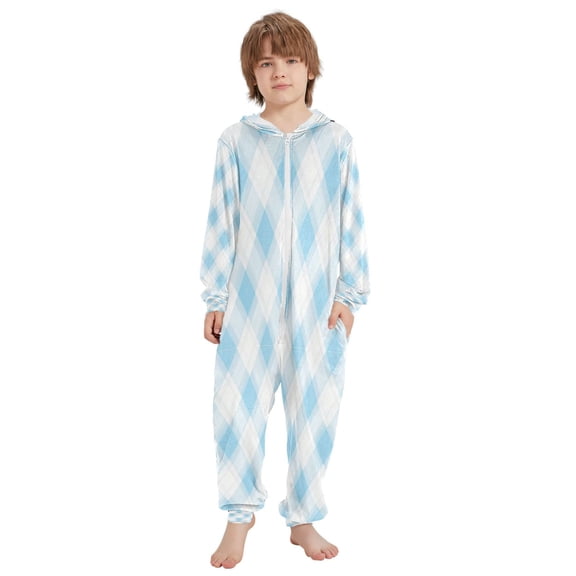 Ttyddzy Children's one-piece Hooded Pajamas Soft Crystal Velvet with Kids Girl Boys,Loose Convenience Long Sleeves Zipper for 4T-14Y ，Light and Airy Watercolor Style