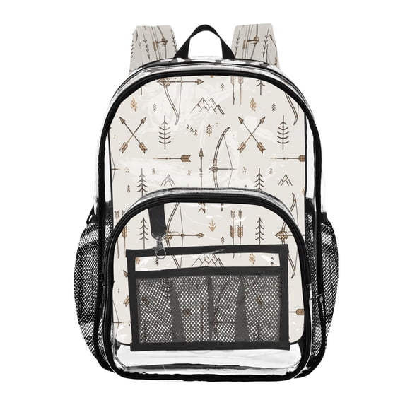Ttyddzy Clear Backpack Heavy Duty PVC Transparent Backpack for College Workplace, Beige Bows