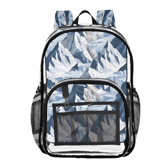 Ttyddzy Clear Backpack Heavy Duty PVC Transparent Backpack for College Workplace, Blue Peaks