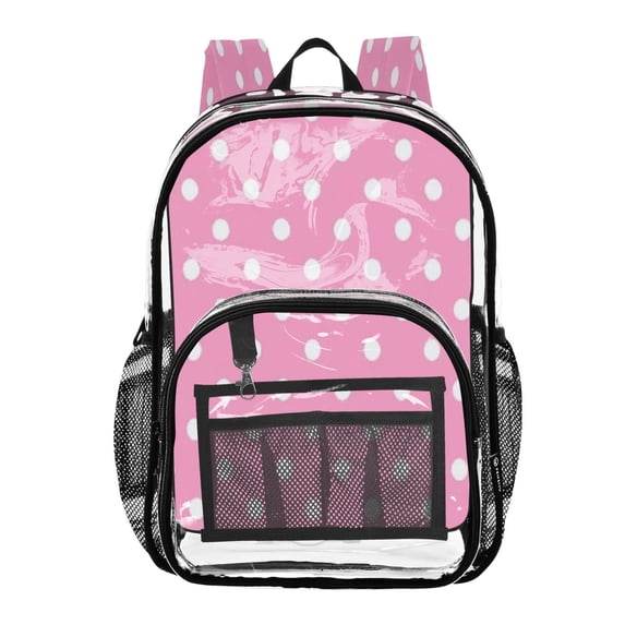 Ttyddzy Clear Backpack Heavy Duty PVC Transparent Backpack for College Workplace, Dot Fabric