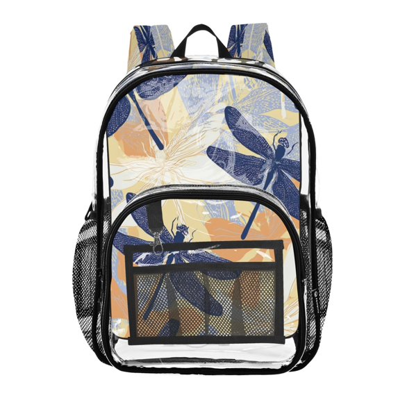 Ttyddzy Clear Backpack Heavy Duty PVC Transparent Backpack for College Workplace, Dragonfly