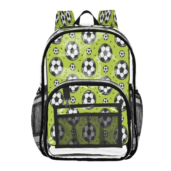 Ttyddzy Clear Backpack Heavy Duty PVC Transparent Backpack for College Workplace, Football on The Green Field