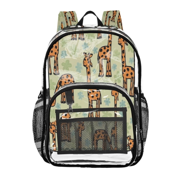 Ttyddzy Clear Backpack Heavy Duty PVC Transparent Backpack for College Workplace, Giraffe Green