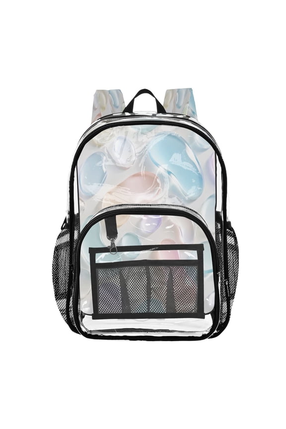 Clear Backpack Heavy Duty PVC Transparent Backpack for College Workplace, Jelly Pebbles