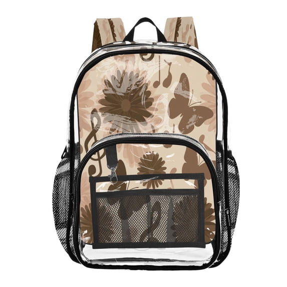 Ttyddzy Clear Backpack Heavy Duty PVC Transparent Backpack for College Workplace, Musical Note
