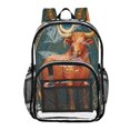 thumbnail image 1 of Ttyddzy Clear Backpack Heavy Duty PVC Transparent Backpack for College Workplace, Orange Bull, 1 of 8