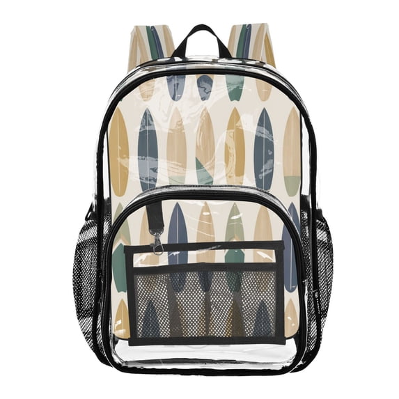 Ttyddzy Clear Backpack Heavy Duty PVC Transparent Backpack for College Workplace, Retro Boards