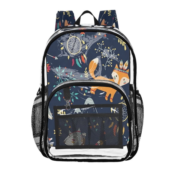 Ttyddzy Clear Backpack Heavy Duty PVC Transparent Backpack for College Workplace, Triba-fox