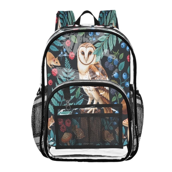 Ttyddzy Clear Backpack Heavy Duty PVC Transparent Backpack for College Workplace, Woodland Barn