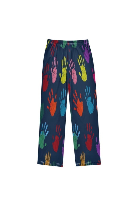 Handprint Pattern Printed Boy's Pajama Pants, Cotton-like Modal for Spring/Autumn