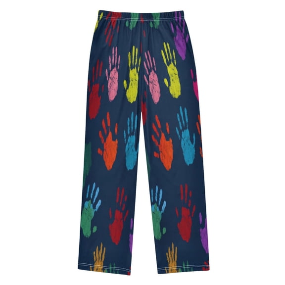 Ttyddzy Handprint Pattern Printed Boy's Pajama Pants, Cotton-like Modal for Spring/Autumn
