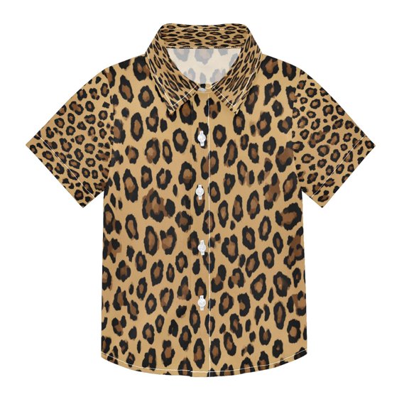 Ttyddzy Leopard Print Pattern Boys' Button Down Shirts for 3Y-10Y