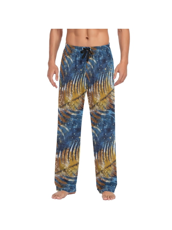 Men's Pajama Pants -Cartoon Print Soft Stretch Band Waist, Loose Straight Fit for Sleep and Lounge (95% Polyester),Batik Fabric