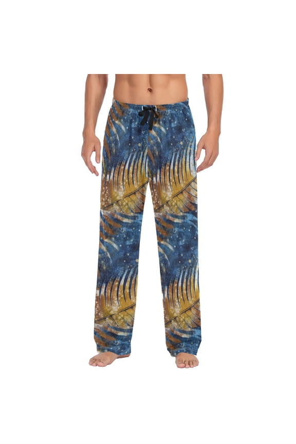 Men's Pajama Pants -Cartoon Print Soft Stretch Band Waist, Loose Straight Fit for Sleep and Lounge (95% Polyester),Batik Fabric