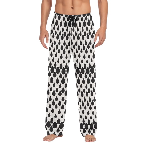 Ttyddzy Men's Pajama Pants -Cartoon Print Soft Stretch Band Waist, Loose Straight Fit for Sleep and Lounge (95% Polyester),Drop Pattern