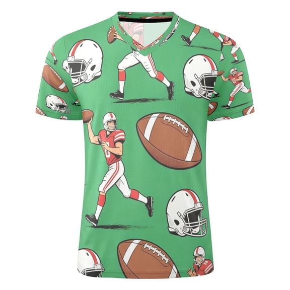 Ttyddzy Men's Soccer Jerseys- Sports Fan Casual shirt, Green Rugby Ball ,XS