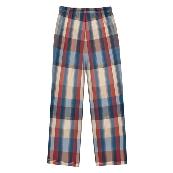 Ttyddzy Minimalist Check Pattern Printed Boy's Pajama Pants, Cotton-like Modal for Spring/Autumn