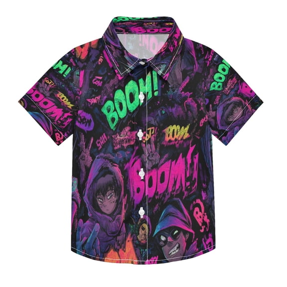 Ttyddzy Neon Hues Boys' Button Down Shirts for 3Y-10Y