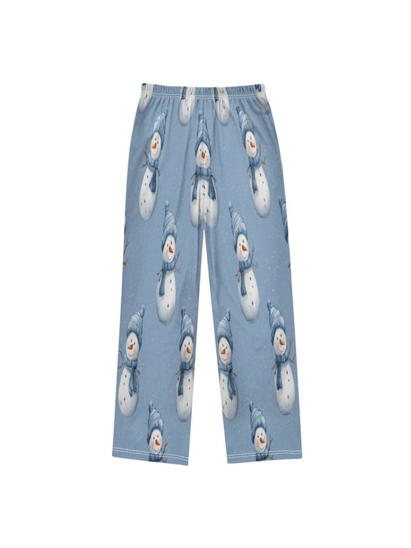 Snowman Pattern Printed Boy's Pajama Pants, Cotton-like Modal for Spring/Autumn