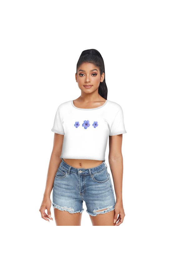 Summer Women's Activewear Crew-neck T-Shirts Cotton-Like Modal ,Flower-1 S