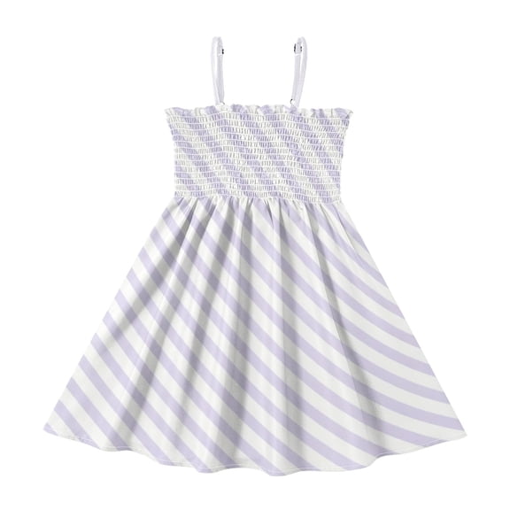 Ttyddzy Woman' Casual-Dresses Sleeveless Camisole A-Line Dress for 2Y-7-8Y,Light Purple Diagonal Stripes