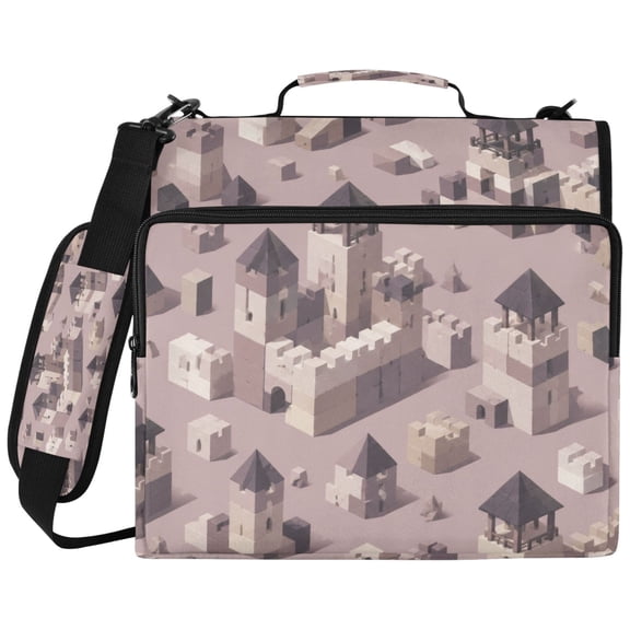 Ttyddzy Zipper Binder Mauve Castles Printed 3 Ring Trapper Keeper File Folder Organizer Bag