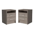 thumbnail image 1 of Tu Home Square 2 Drawer Engineered Wood Nightstand Set in Light Gray (Set of 2), 1 of 11