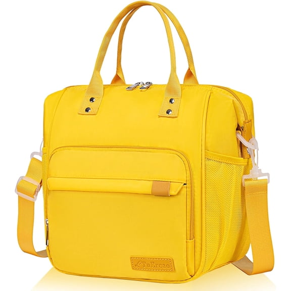TuErCao Yellow Lunch Box for Women Insulated Lunch Bag for Young Ladies Lunch Tote Bag