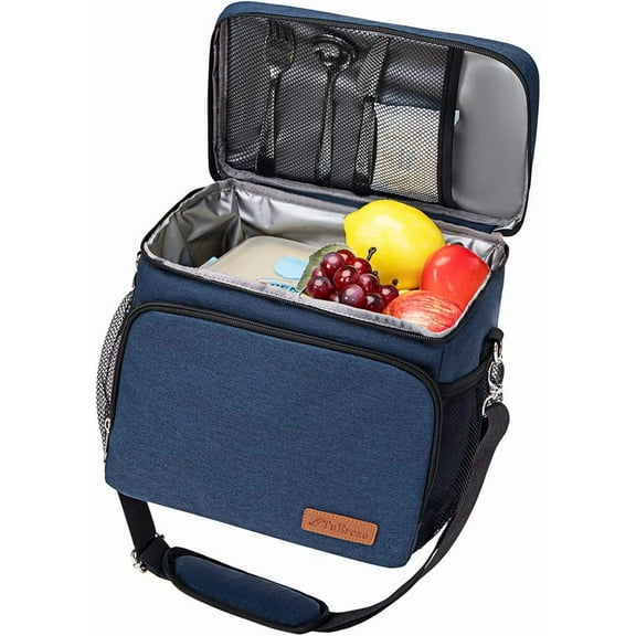 TuErcao Insulated Lunch Bag for Men Women Adult Lunch Box for Men Work Leakproof Soft Cooler for Picnic Travel Road Trips Lunch Tote Bag, Dark Blue