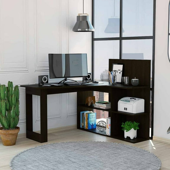TuHome Black Modern Engineered Wood Masai Computer Desk