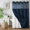 thumbnail image 1 of TuKang Navy Blue Waffle Weave Shower Curtains, No Hook Shower Curtain with Snap in Fabric Liner, Waffle Weave Polyester Fabric Shower Curtain with See Through Top Window, 72"X75", 1 of 10