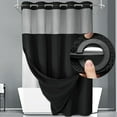 thumbnail image 1 of TuKang No Hook Shower Curtain with Snap in Fabric Liner Set, Black Waffle Weave Shower Curtain, Waterproof Heavyweight Fabric Shower Curtain with See Through Top Window, 72"X75", 1 of 10