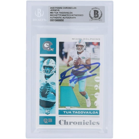 Tua Tagovailoa Miami Dolphins Autographed 2020 Panini Chronicles Jersey #60 #/299 Beckett Fanatics Witnessed Authenticated Rookie Card - Fanatics Authentic Certified