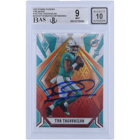 Tua Tagovailoa Miami Dolphins Autographed 2020 Panini Phoenix Fire Burst #102 Beckett Fanatics Witnessed Authenticated 9/10 Rookie Card - Fanatics Authentic Certified