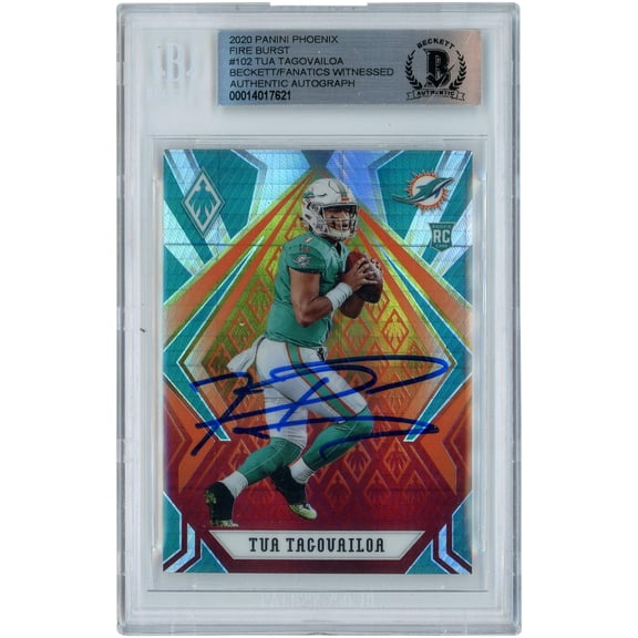 Tua Tagovailoa Miami Dolphins Autographed 2020 Panini Phoenix Fire Burst #102 Beckett Fanatics Witnessed Authenticated Rookie Card - Fanatics Authentic Certified