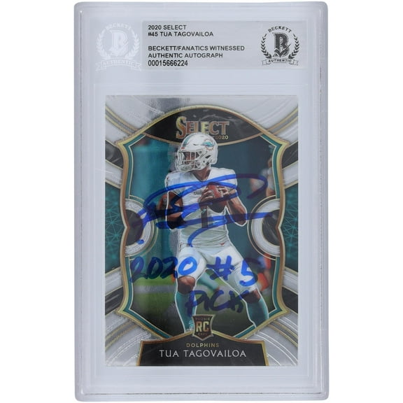Tua Tagovailoa Miami Dolphins Autographed 2020 Panini Select Concourse #45 Beckett Fanatics Witnessed Authenticated Rookie Card with "2020 #5 Pick" Inscription - Fanatics Authentic Certified