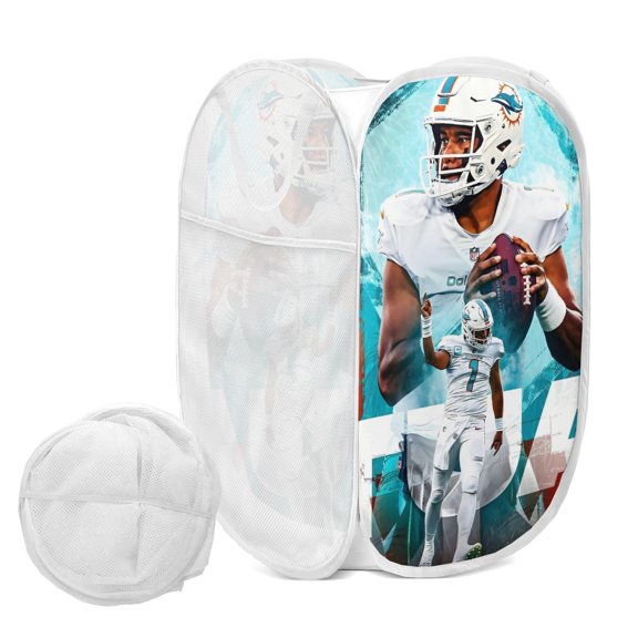 Tua and Tagovailoa Fold-Flat Printed Laundry Tote.15"  24"