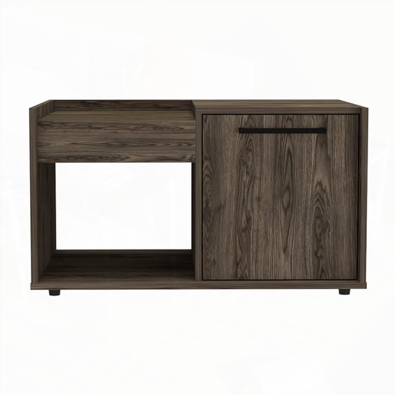 Tualatin 2-Shelf Coffee Table with Dark Walnut Finish for Display and Storage