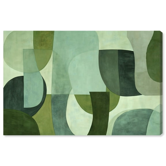 Tualipa Green Abstract Canvas Wall Art by Art Remedy, Gallery Wrapped, 54"x36"